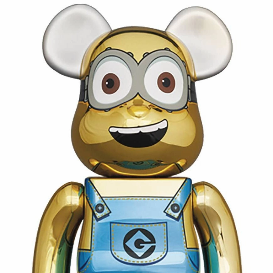 Art Display Action Model BE@RBRICK MINIONS DAVE CHROME VER 100% & 400% 2PK