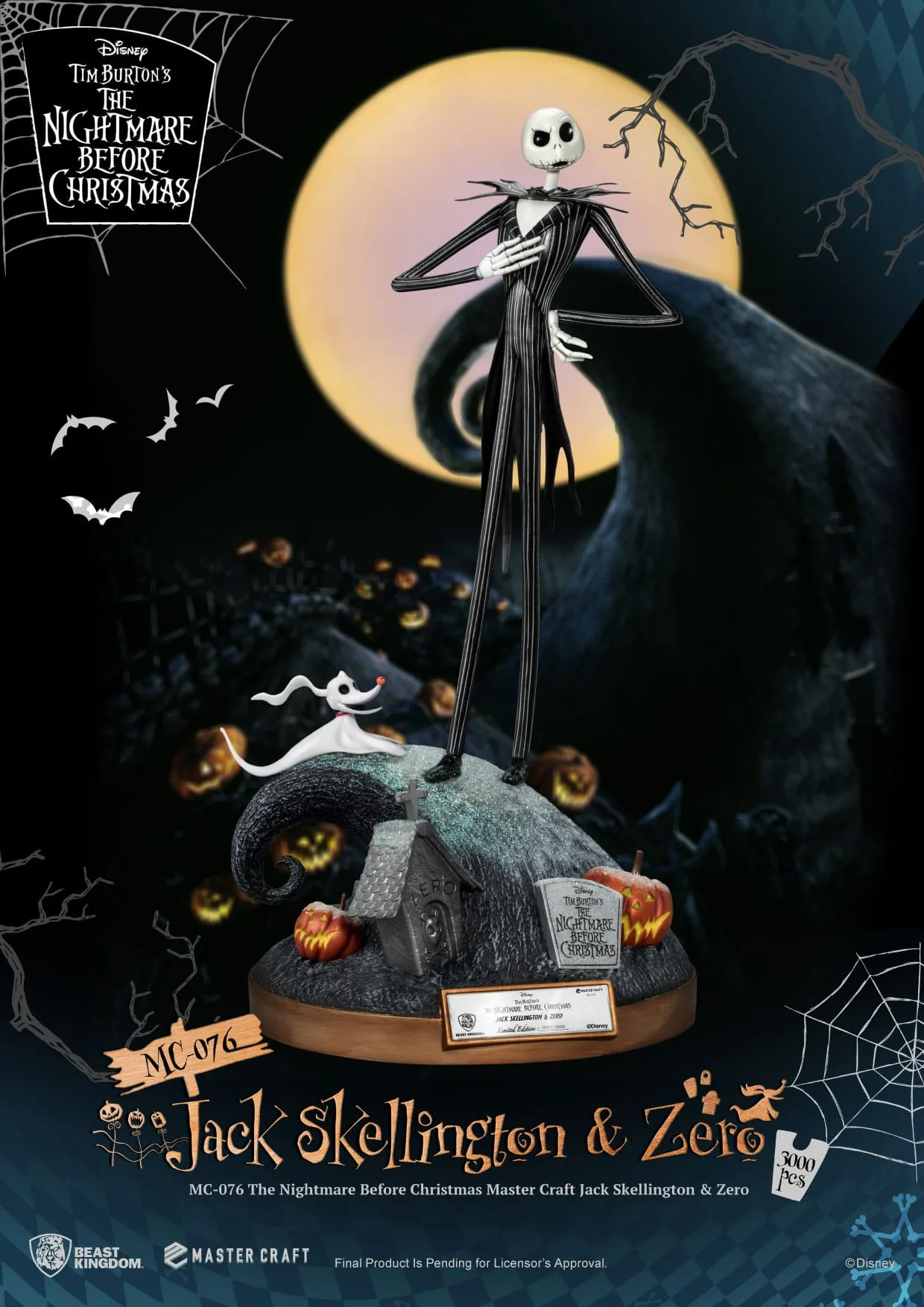 Holiday themed Geek Culture Beast Kingdom Jack Skellington & Zero - Nightmare before Christmas - MC-076 - Master Craft Collectible Statue