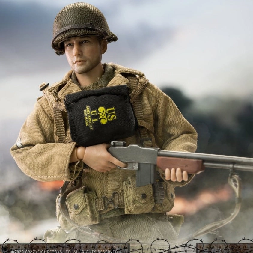 CRAZY FIGURE [LW013] 1:12 WWII U.S. Rangers On D-Day Machine Gunner Non toxic