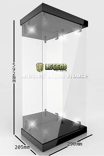 Gift Bundle Master Light House Acrylic Display Case with Lighting for 1/4 Action Figures - Black