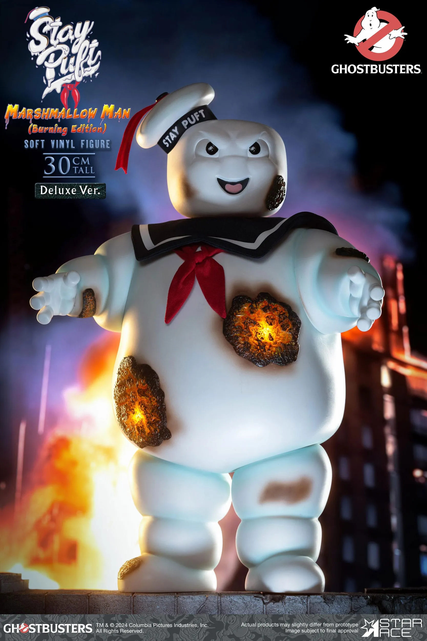Star Ace Toys Ghostbusters Stay Puft Marshmallow Man Burning Edition Deluxe Version Soft Vinyl Statue Global Appeal Desktop Model
