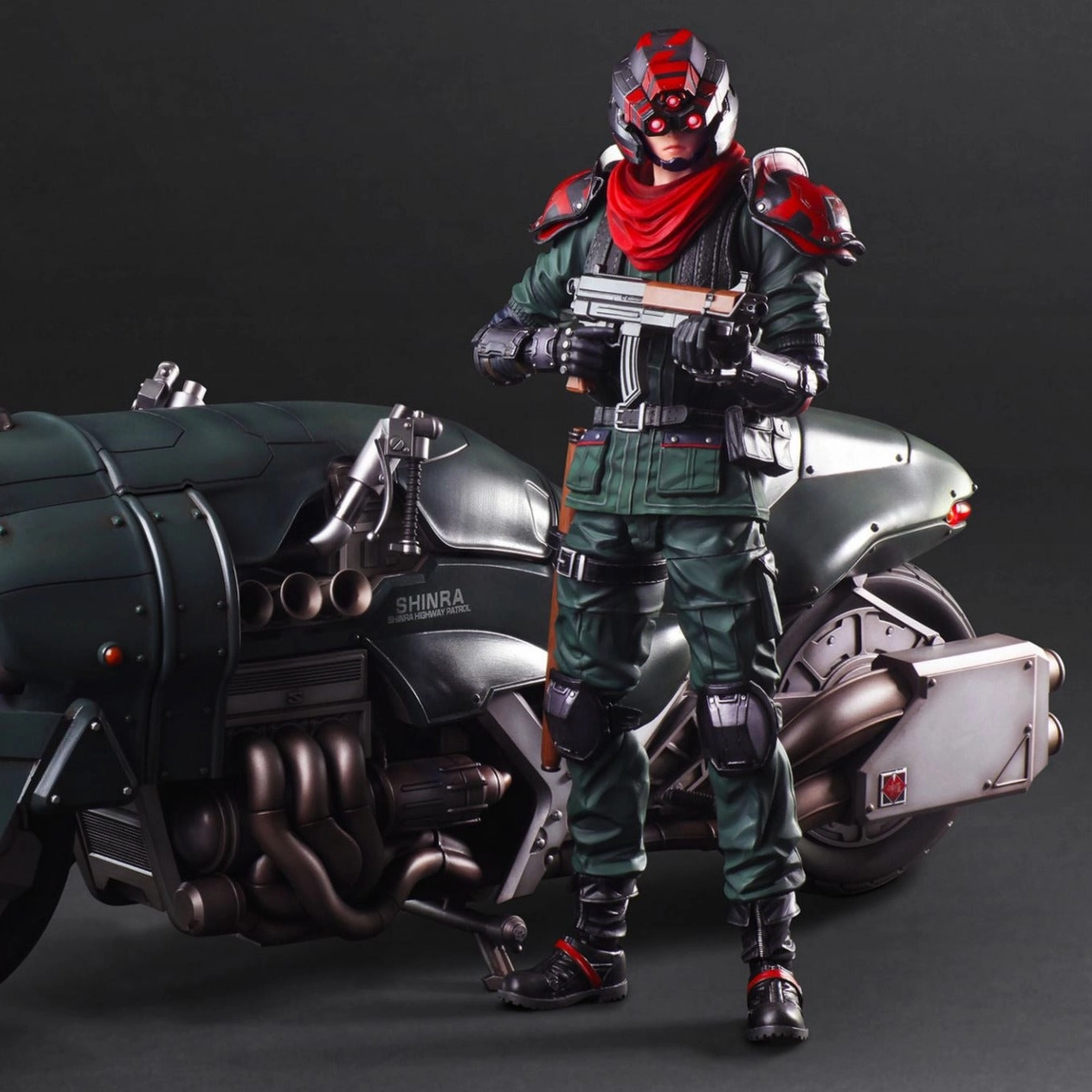 Robot Statue Limited Collection Play Arts Kai Final Fantasy VII Remake Shinra Elite Security Officer & Motorcycle Set