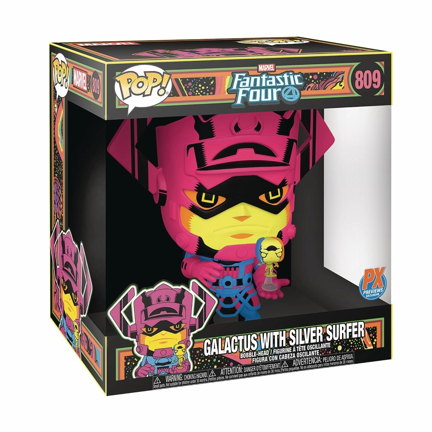 Pop! Marvel: Fantastic Four - 10" Galactus w/ Silver Surfer (Black Light Ver.) PX Previews Exclusive Pop Culture Collectible Object