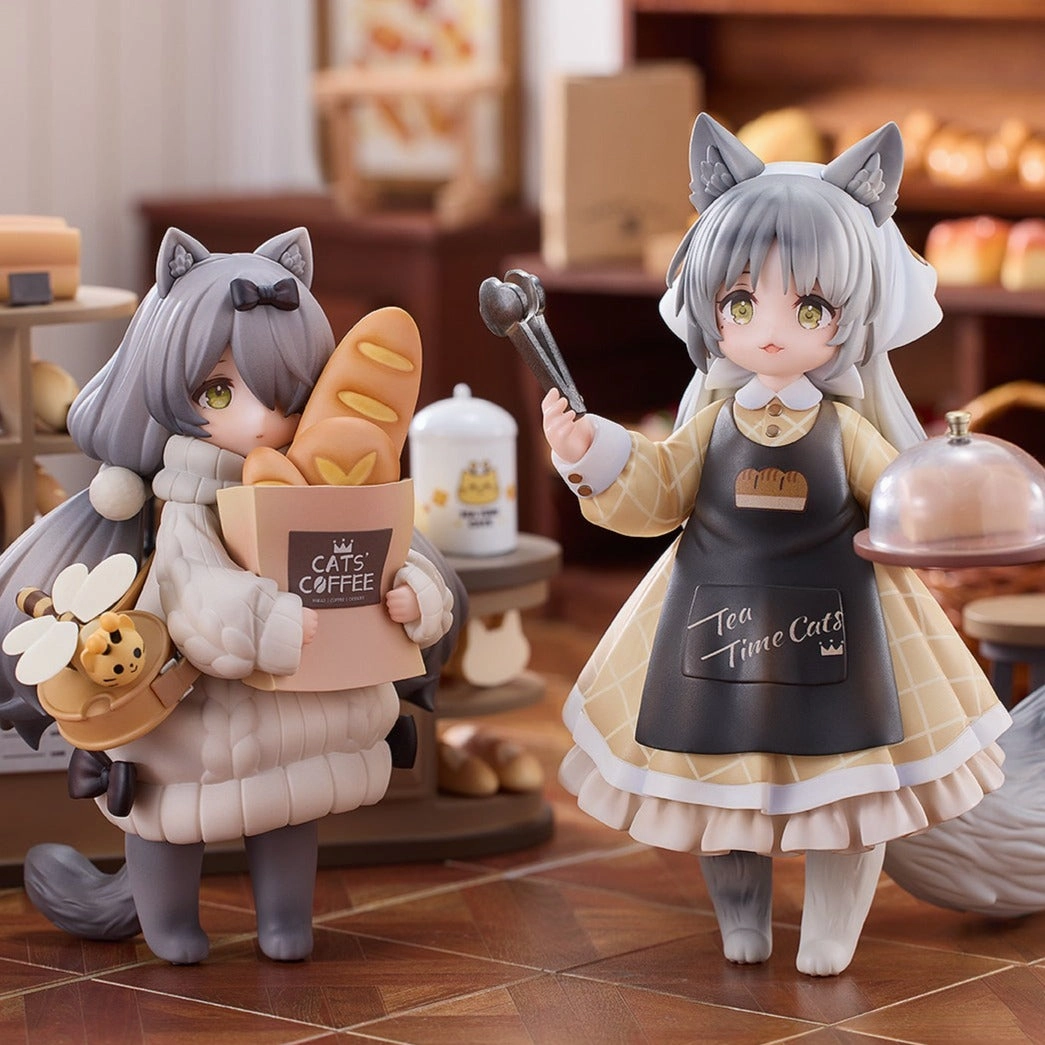 Dedicated Collector Seasonal Decoration Tea Time Cats Scene: Cat Town Bakery Staff & Customer
