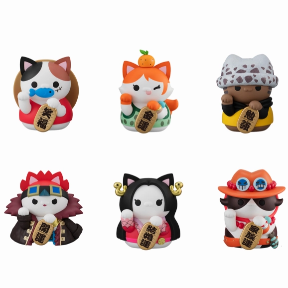Artistic Sculpture Mega Cat Project One Piece Nyan Piece Nyan! Lucky Cat Pirates (Set of 6)