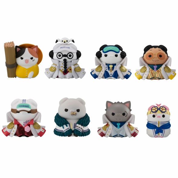 Action Collection Toy Figurine Mega Cat Project One Piece Nyan Piece Nyan! Luffy vs Marines (Set of 8)
