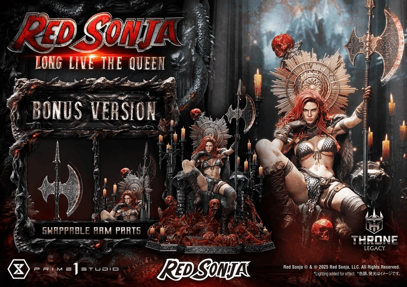 Prime 1 Studio Throne Legacy Red Sonja Red Sonja : Long Live the Queen Bonus Version Holiday Catalog Rubber Toy