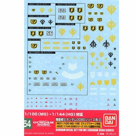 Gundam Decal 54 - HGUC 0800 Series Zeon Anatomy Figure Party Decoration