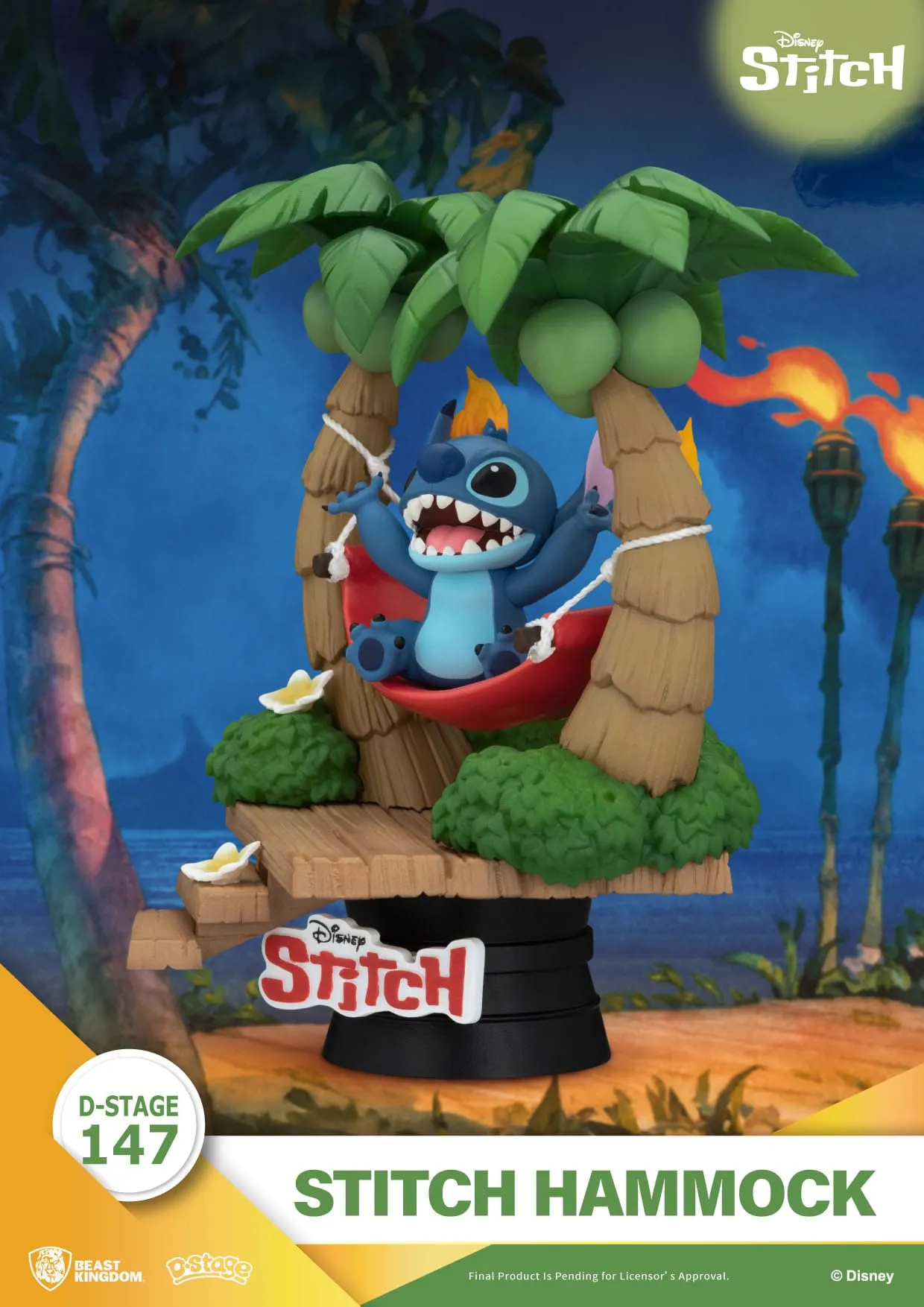 Beast Kingdom Disney Lilo & Stitch Stitch Hammock PVC Diorama Statue Mini Statue