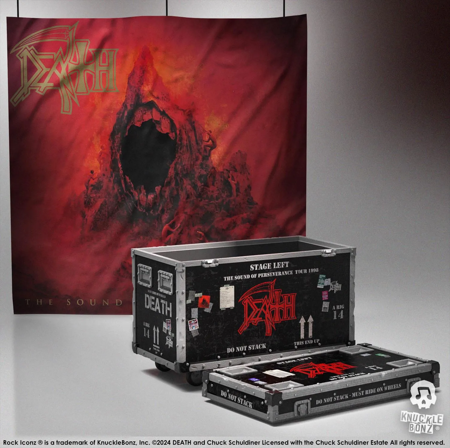 Minimalist Design Premium Statue Knucklebonz Death Rock Iconz On Tour The Sound of Perseverance Tour 1998 Road Case Statue   Stage Backdrop Set Statue